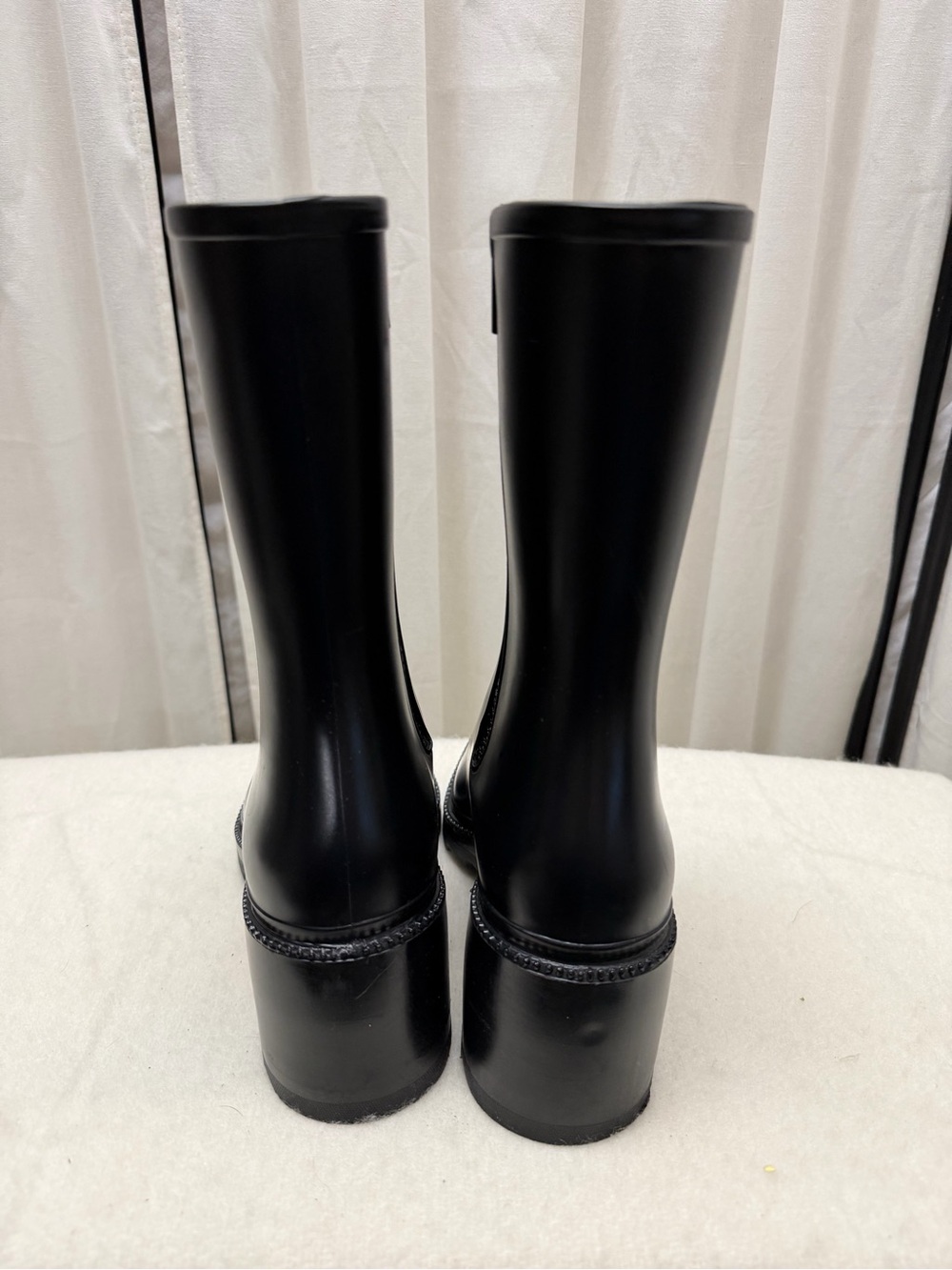 INC Everett Black Mid-Calf Rain Boots Waterproof Block Heel - Picture 3 of 4